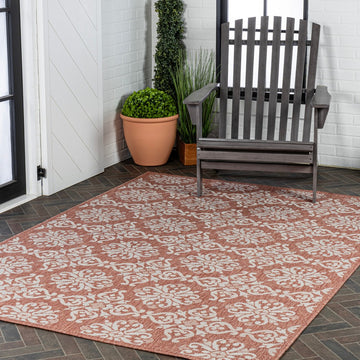 Amora Traditional Mediterranean Tile Design Indoor/Outdoor Area Rug